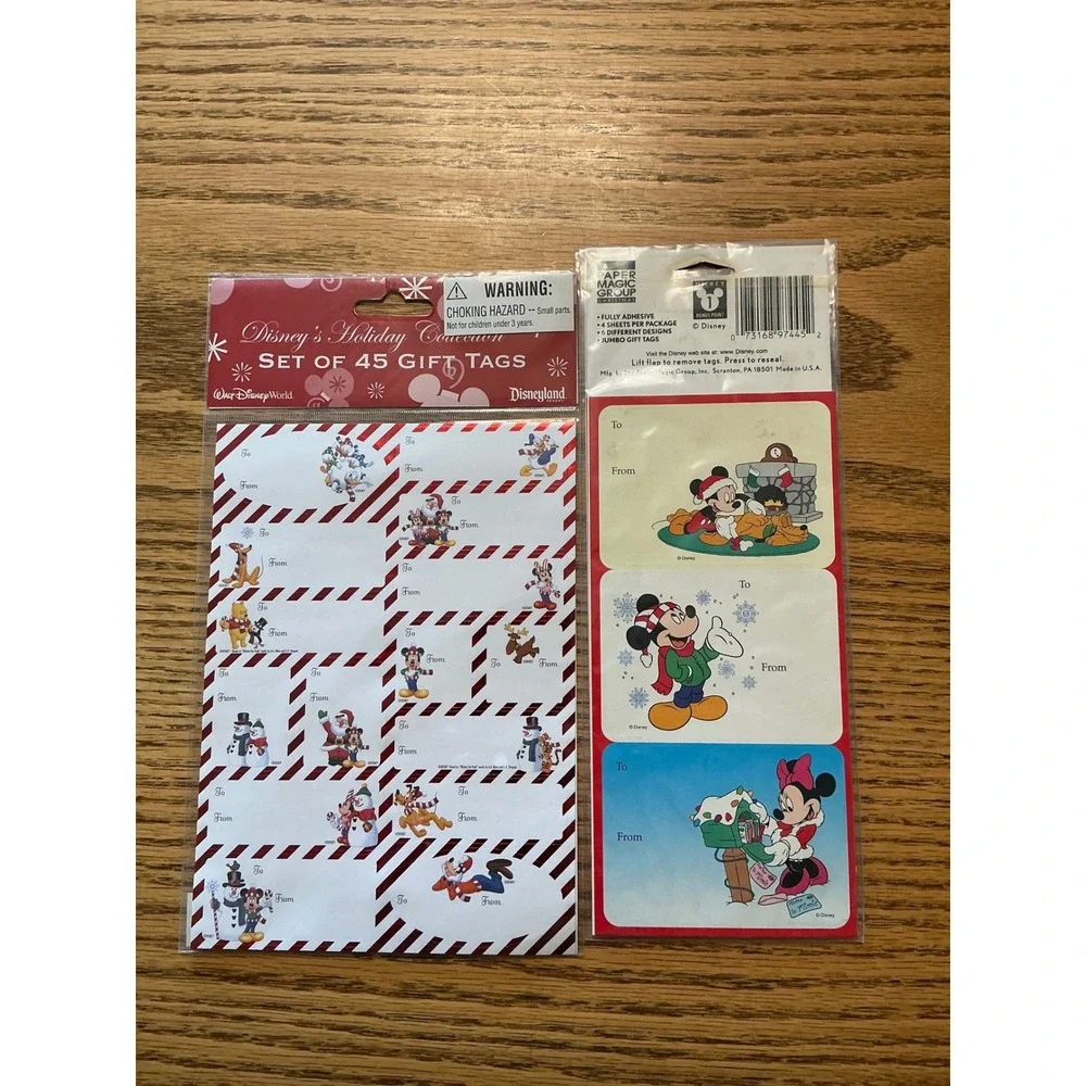 Vintage Disney Christmas Gift Tags Lot Mickey Minnie 45ct 12ct Foam Ornaments